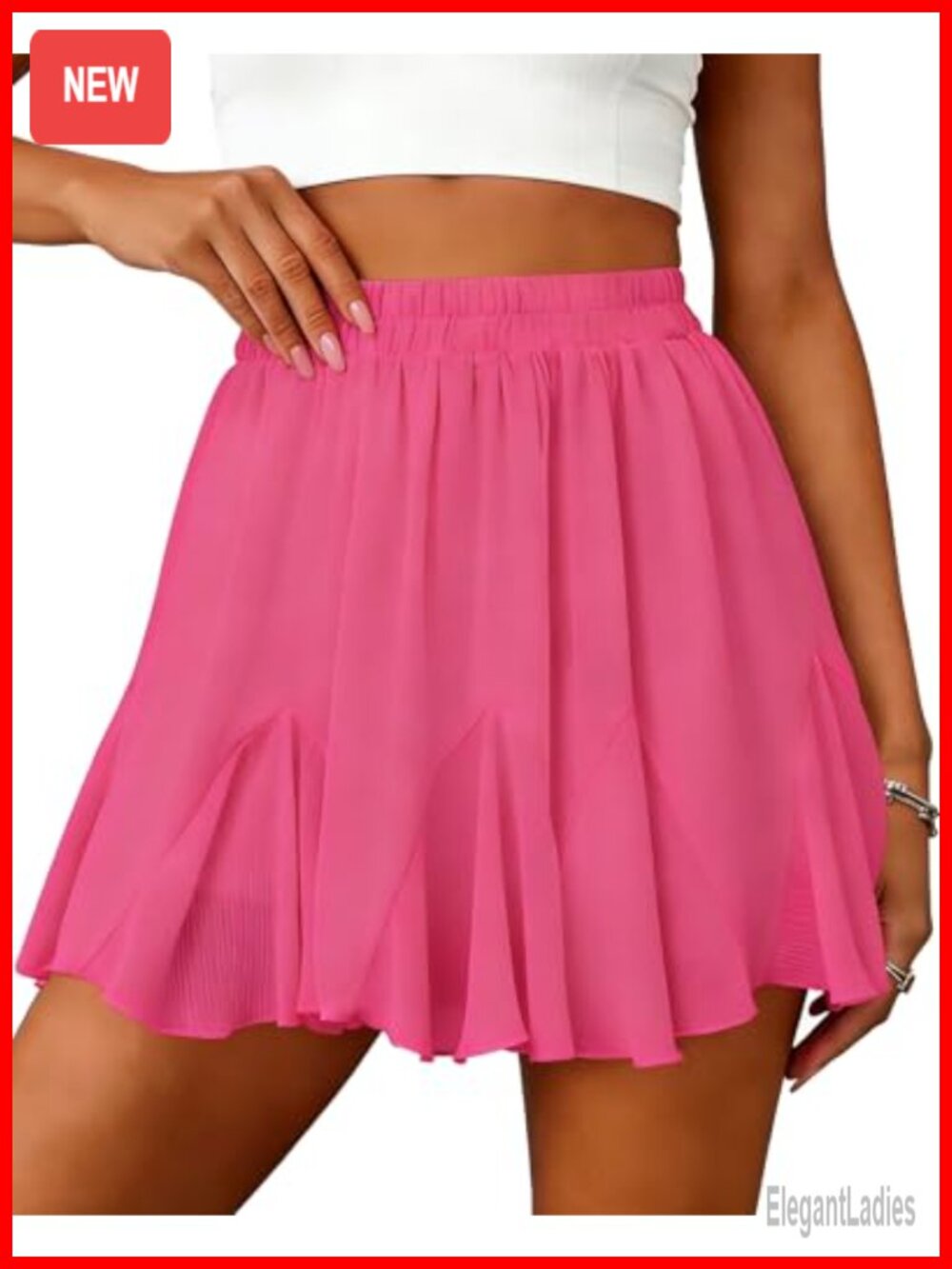 Women's High Waist Pleated Skort Ruffle Flowy Mini Skirt Summer Golf Tennis